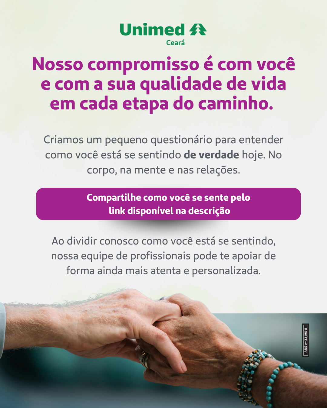 Campanha Unimed Ceará sobre cuidado, acolhimento e bem-estar